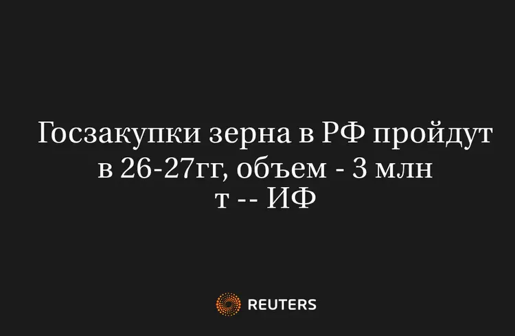 Госзакупки Зерна в РФ Пройдут в 26-27Гг, Объем - 3 Млн Т -- ИФ