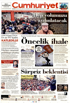 CUMHURİYET 20 Mart 2024 gazete manşeti