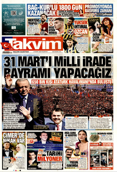 TAKVİM 25 Mart 2024 gazete manşeti