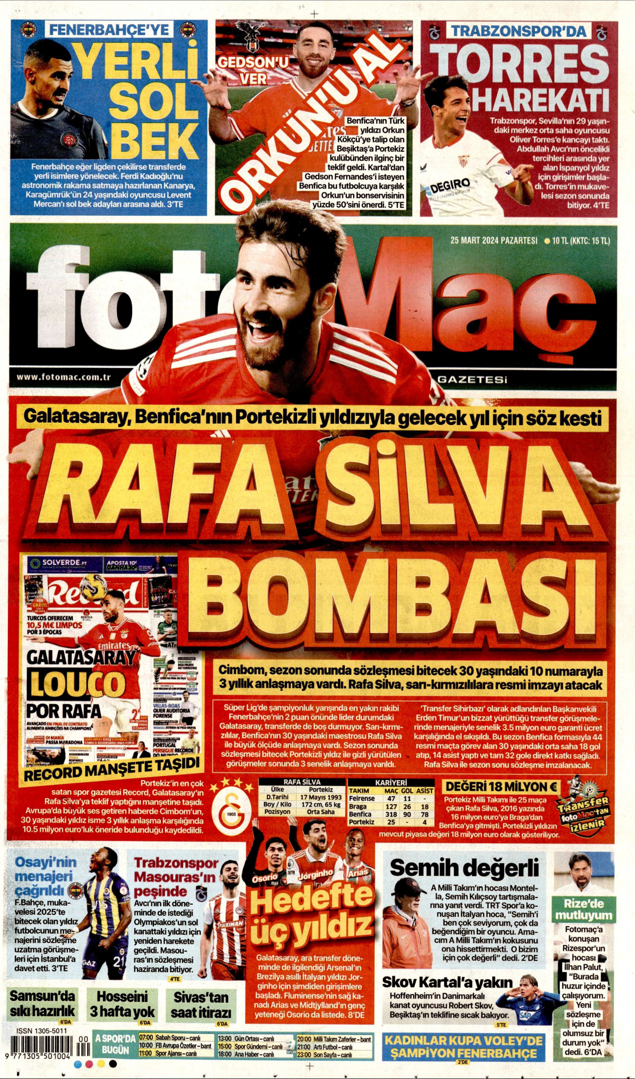 FOTOMAÇ gazetesinin 25 Mart 2024 tarihli birinci sayfası