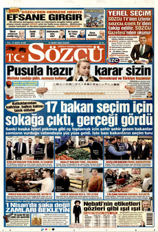 SÖZCÜ 31 Mart 2024 gazete manşeti