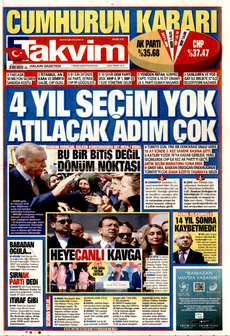 TAKVİM 1 Nisan 2024 gazete manşeti