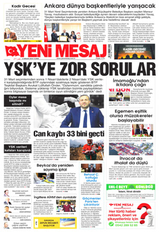 YENİ MESAJ 5 Nisan 2024 gazete manşeti