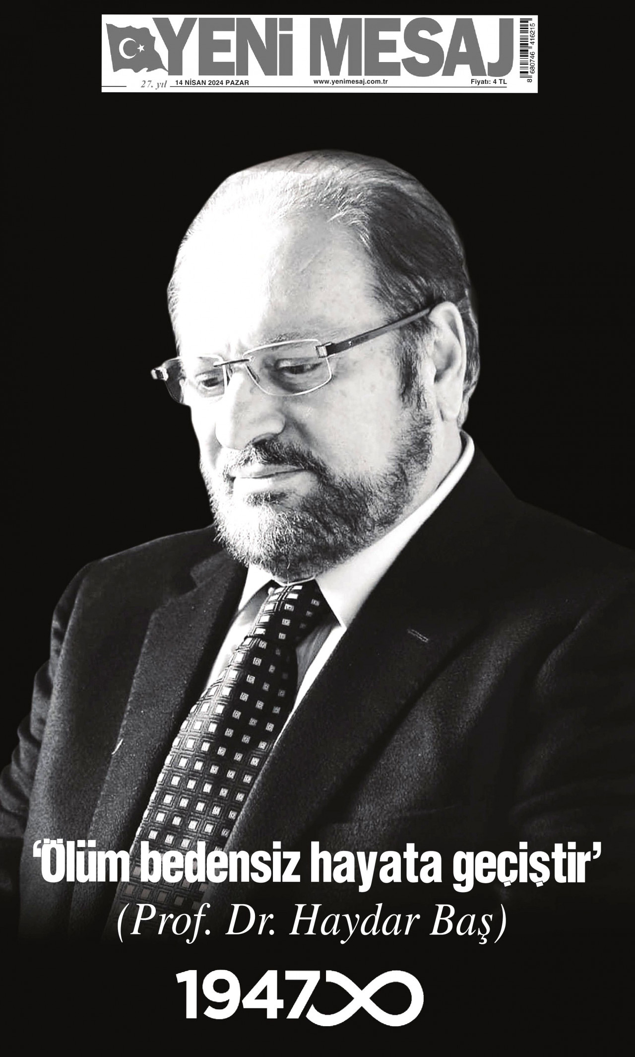 YENİ MESAJ gazetesinin 14 Nisan 2024 tarihli birinci sayfası