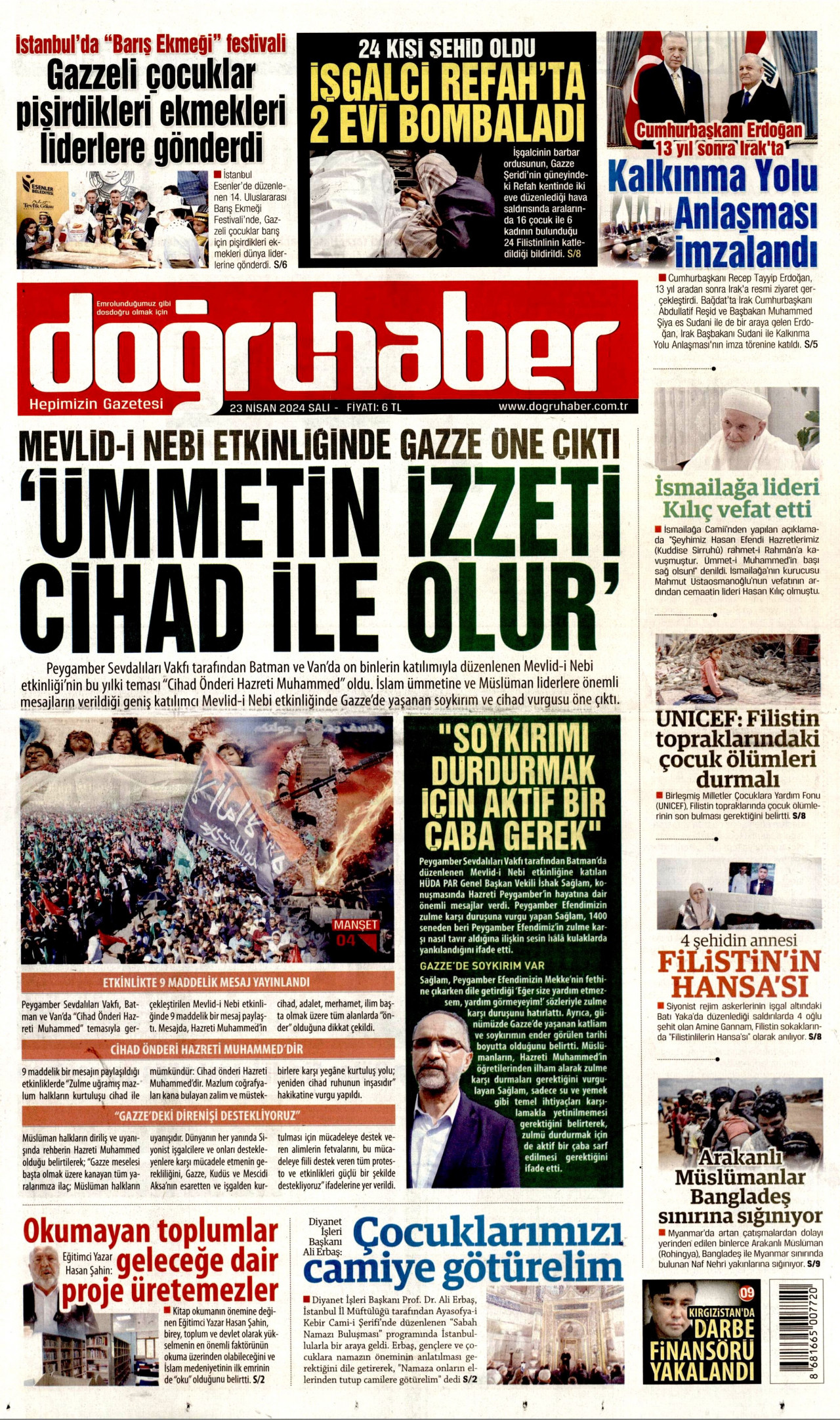 DOĞRU HABER gazetesinin 23 Nisan 2024 tarihli birinci sayfası