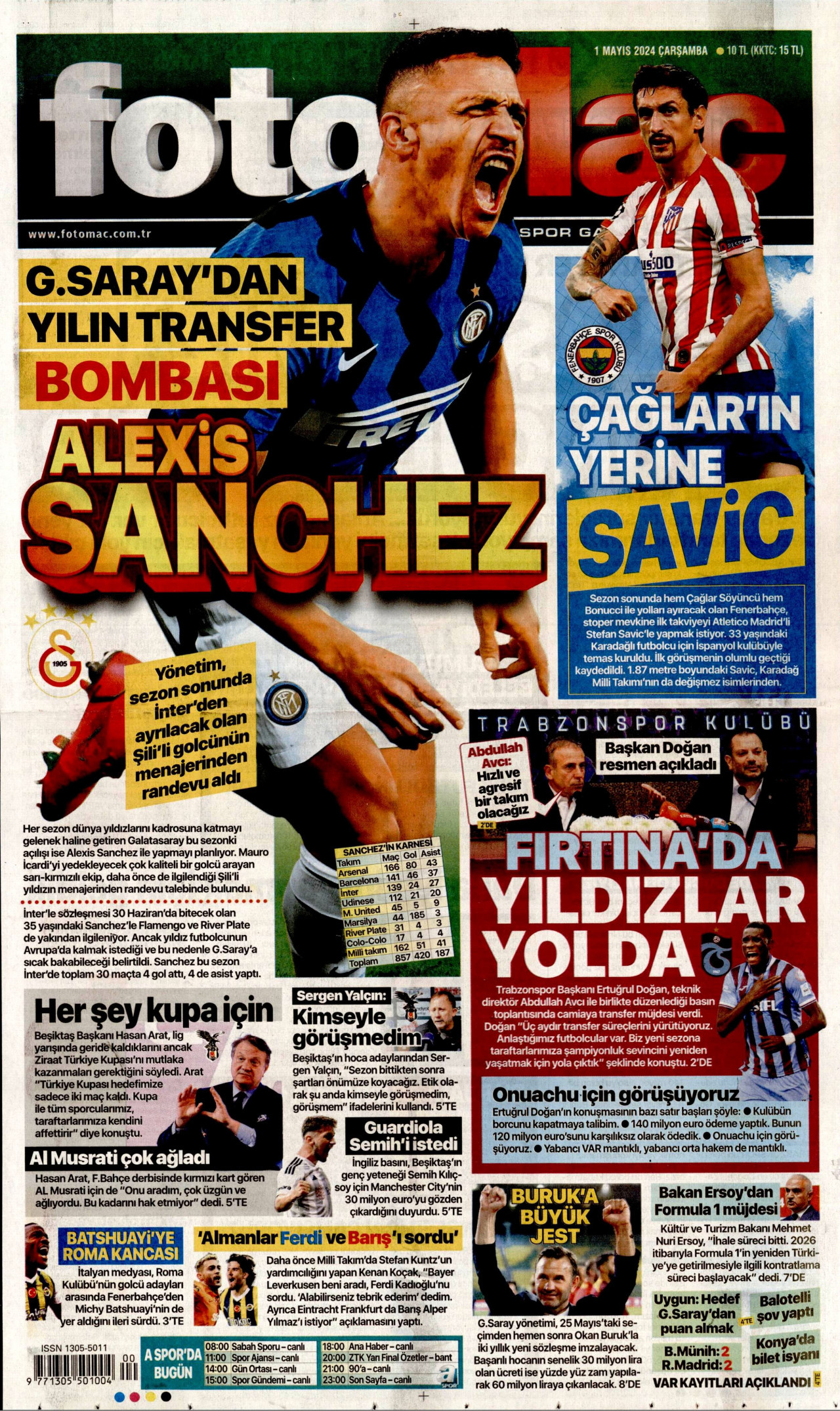 FOTOMAÇ gazetesinin 1 Mayıs 2024 tarihli birinci sayfası