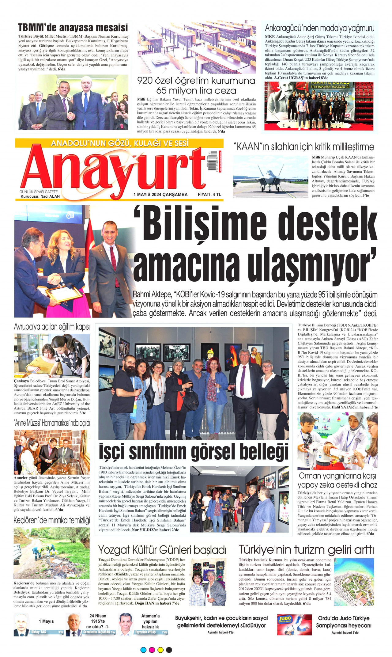 ANAYURT gazetesinin 1 Mayıs 2024 tarihli birinci sayfası