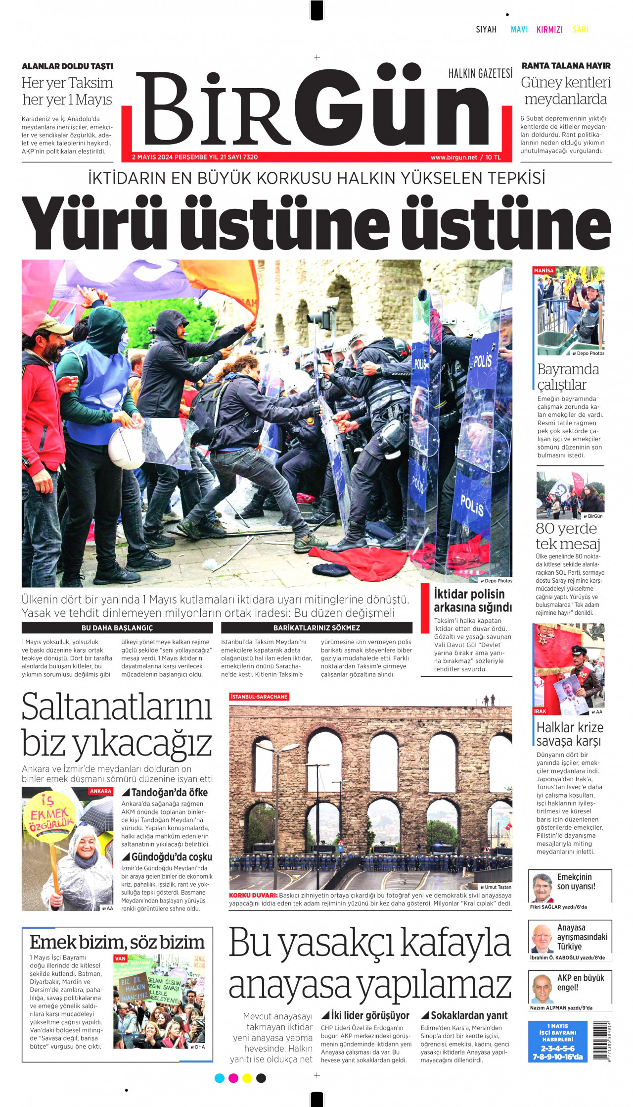 BİRGÜN gazetesinin 2 Mayıs 2024 tarihli birinci sayfası