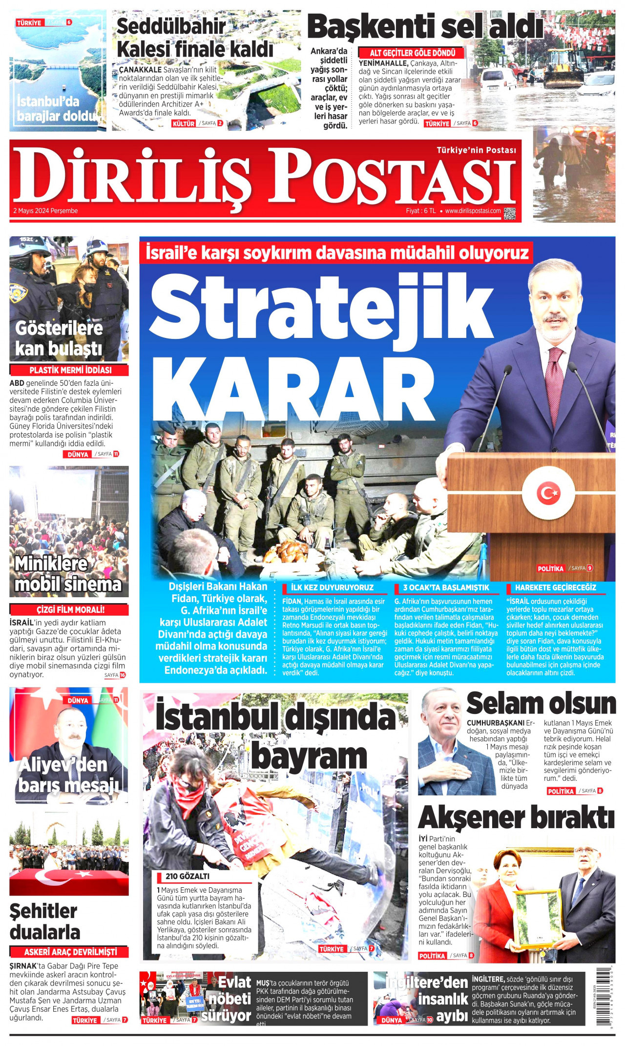 DİRİLİŞ POSTASI gazetesinin 2 Mayıs 2024 tarihli birinci sayfası