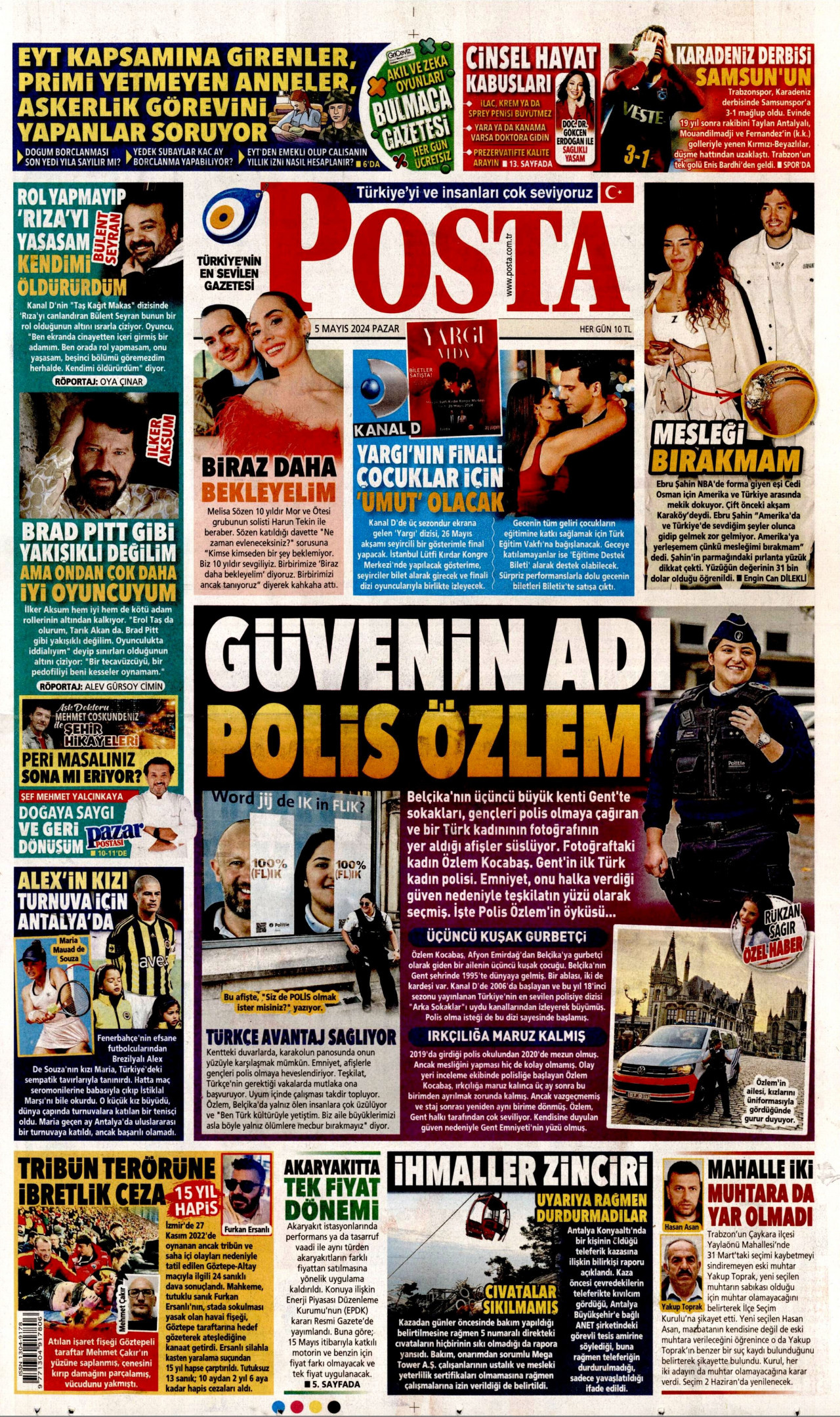 POSTA gazetesinin 5 Mayıs 2024 tarihli birinci sayfası