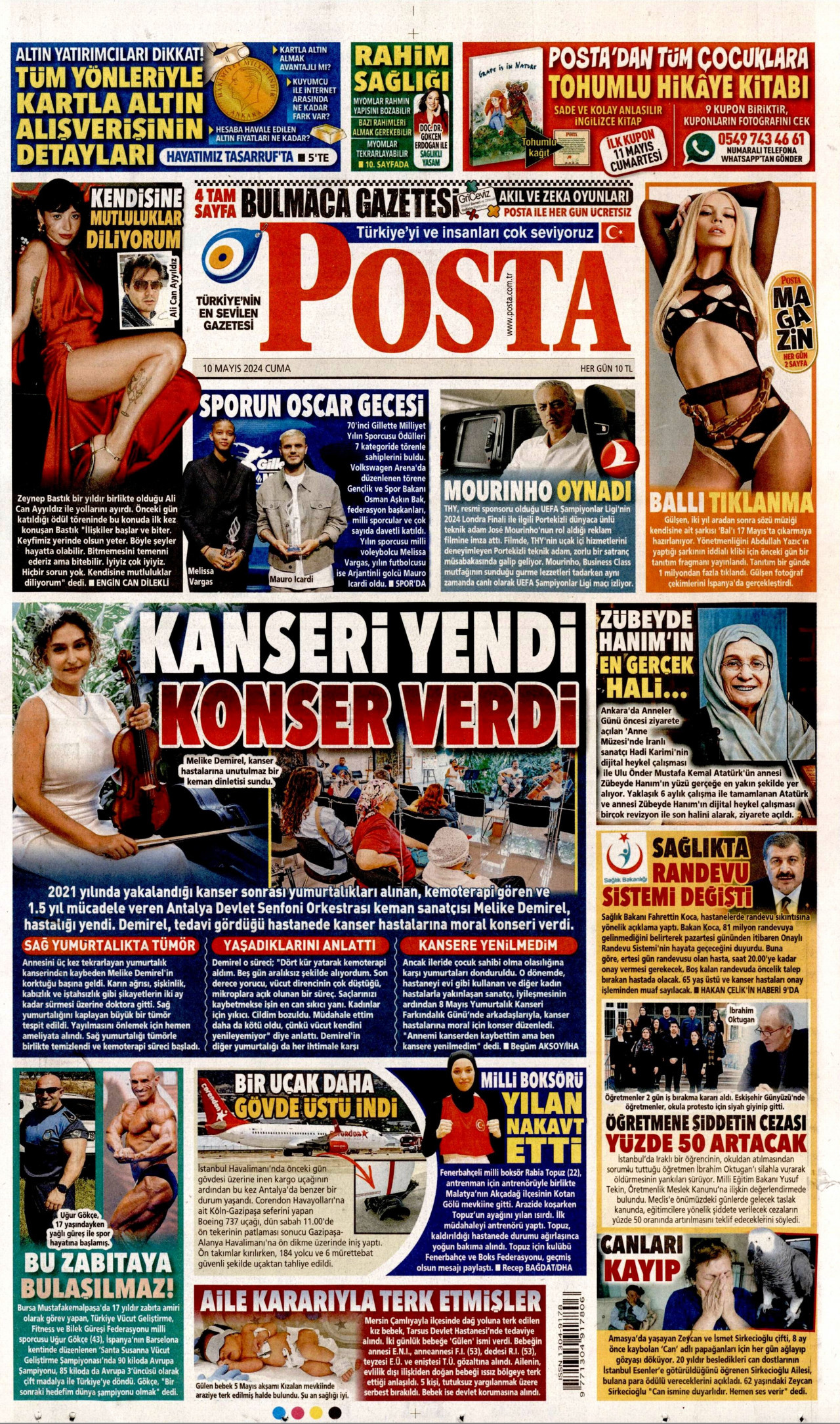 POSTA gazetesinin 10 Mayıs 2024 tarihli birinci sayfası