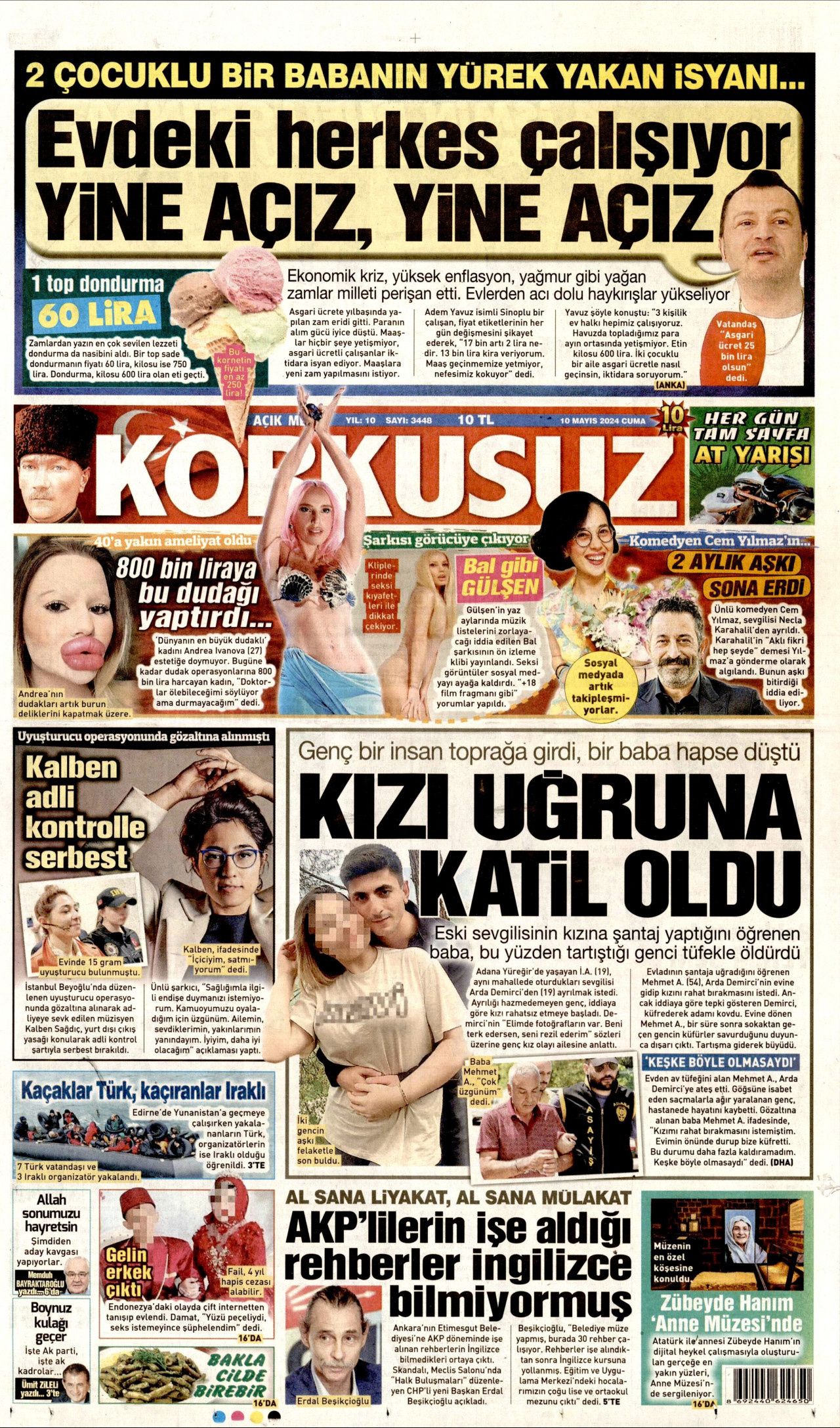 KORKUSUZ gazetesinin 10 Mayıs 2024 tarihli birinci sayfası