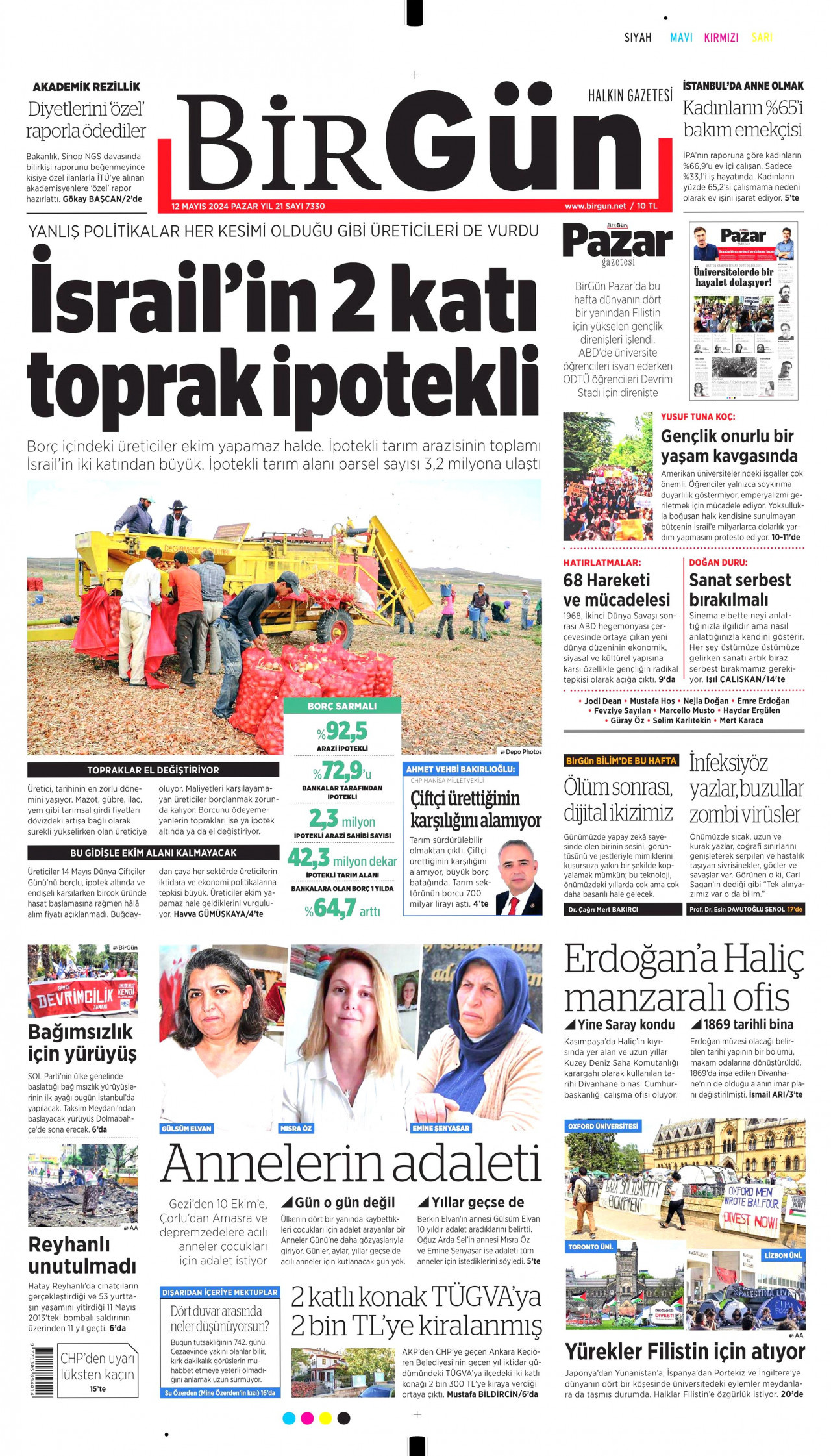 BİRGÜN gazetesinin 12 Mayıs 2024 tarihli birinci sayfası
