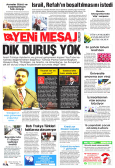 YENİ MESAJ 12 Mayıs 2024 gazete manşeti