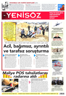 YENİ SÖZ GAZETESİ 12 Mayıs 2024 gazete manşeti