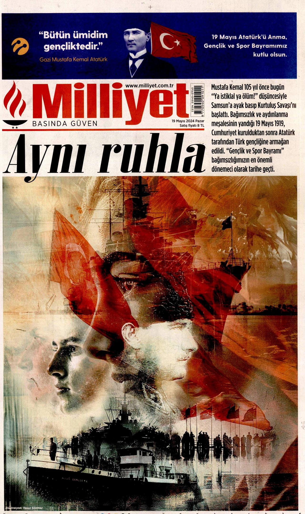 MİLLİYET gazetesinin 19 Mayıs 2024 tarihli birinci sayfası