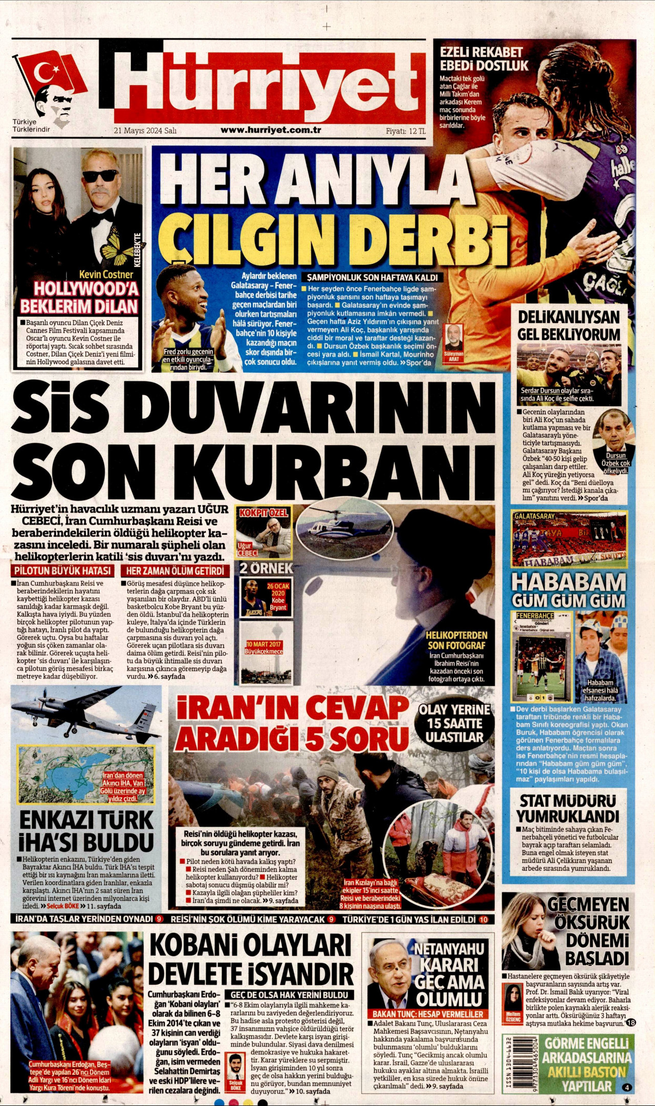 HÜRRİYET gazetesinin 21 Mayıs 2024 tarihli birinci sayfası
