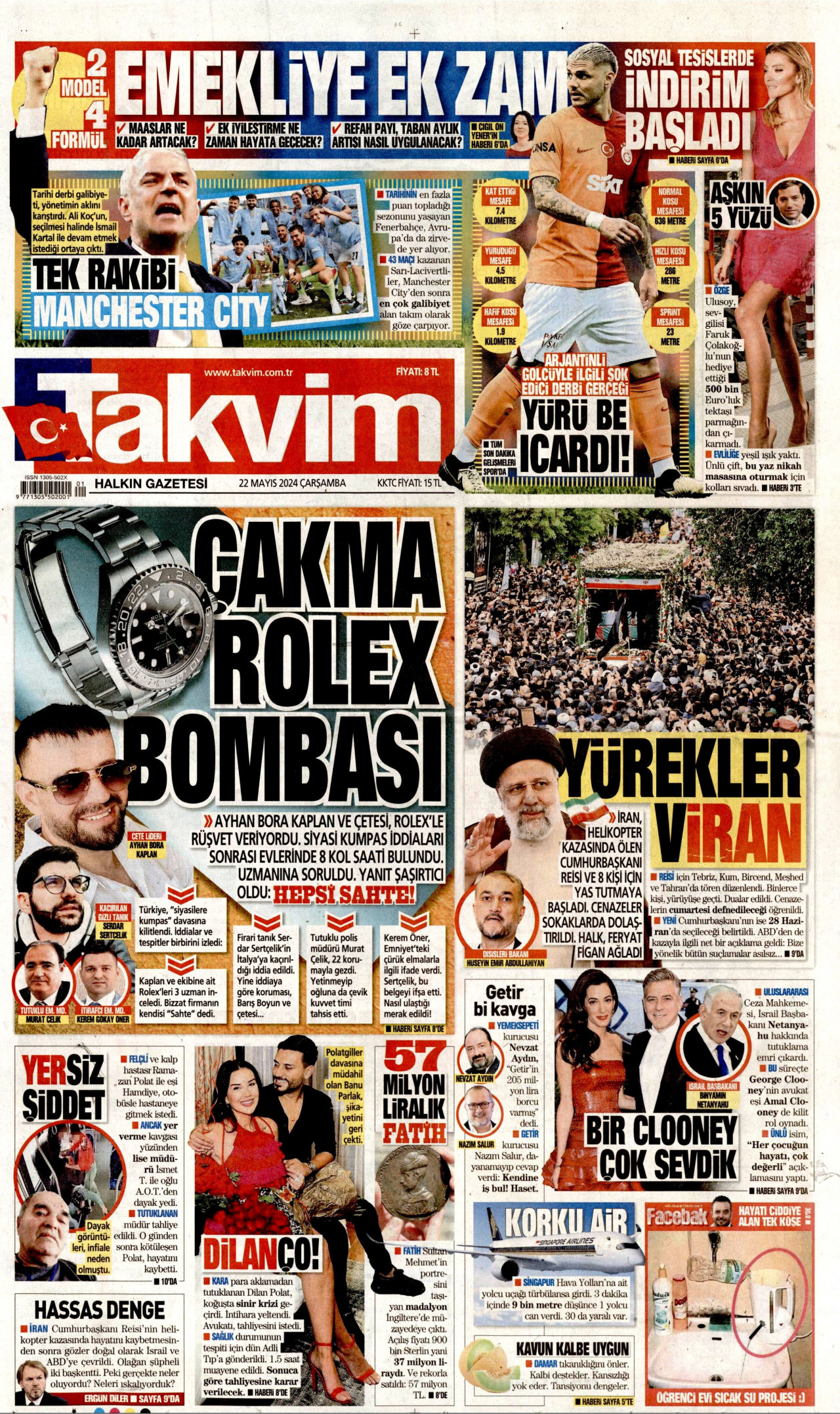 TAKVİM gazetesinin 22 Mayıs 2024 tarihli birinci sayfası