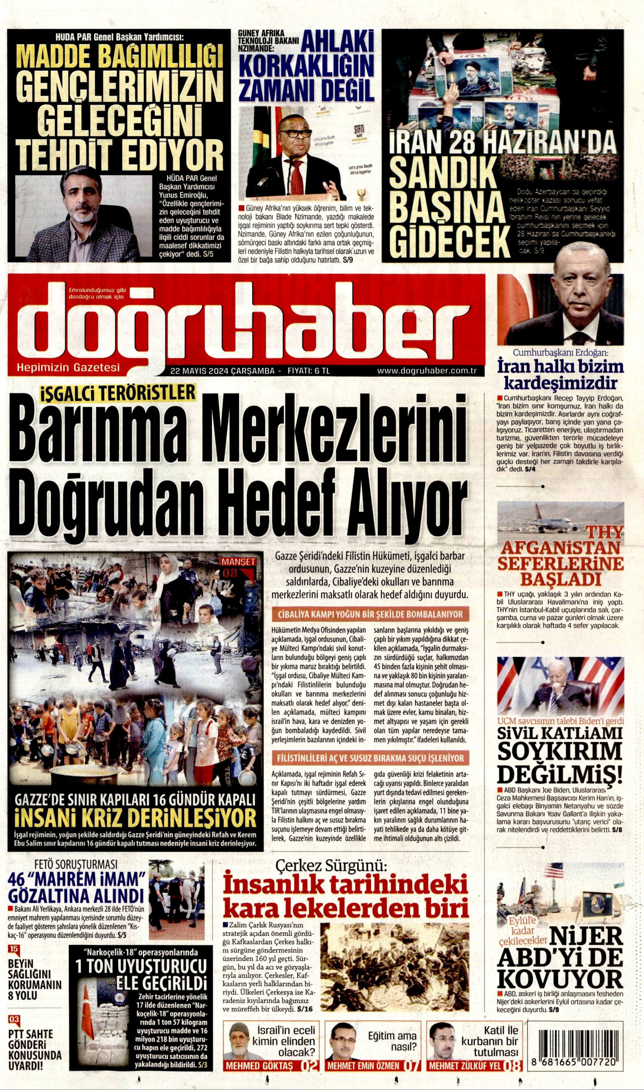 DOĞRU HABER gazetesinin 22 Mayıs 2024 tarihli birinci sayfası