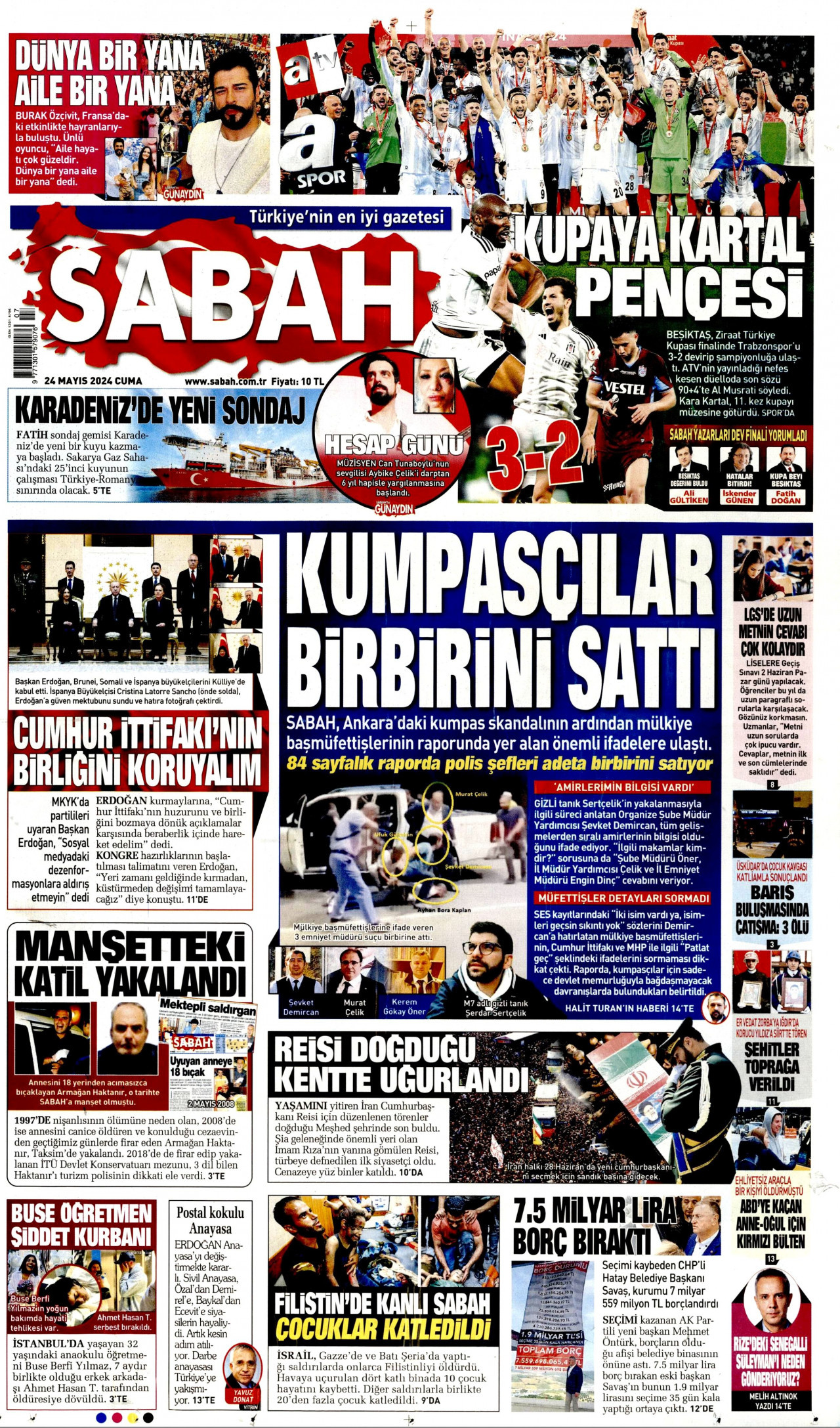 SABAH gazetesinin 24 Mayıs 2024 tarihli birinci sayfası