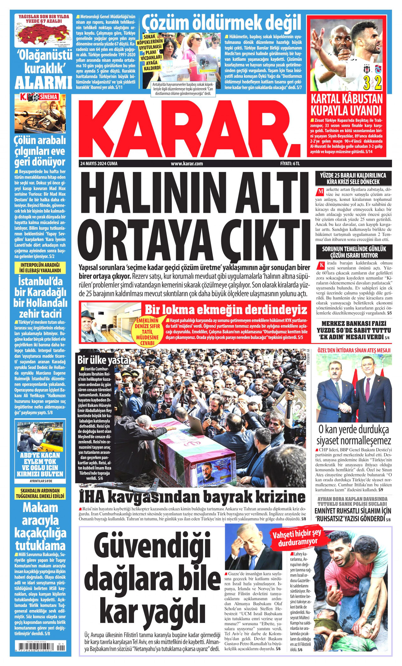 KARAR gazetesinin 24 Mayıs 2024 tarihli birinci sayfası