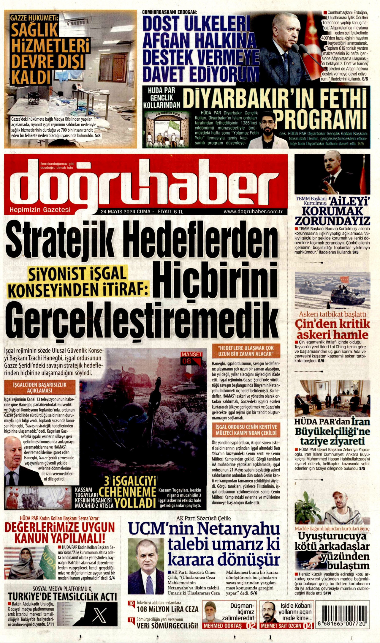 DOĞRU HABER gazetesinin 24 Mayıs 2024 tarihli birinci sayfası