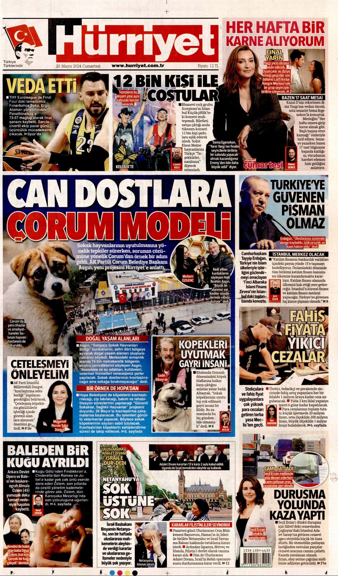 HÜRRİYET gazetesinin 25 Mayıs 2024 tarihli birinci sayfası