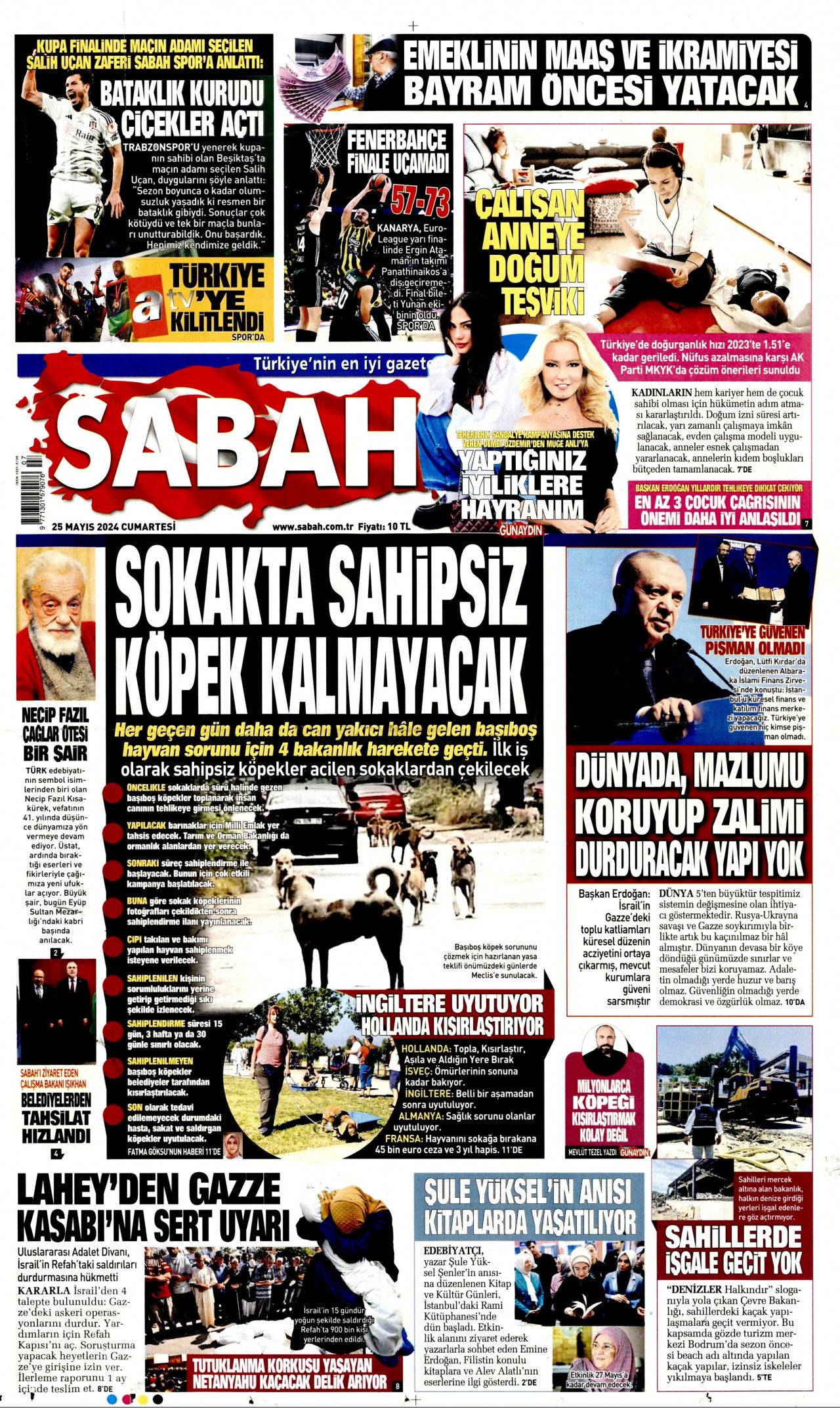 SABAH gazetesinin 25 Mayıs 2024 tarihli birinci sayfası