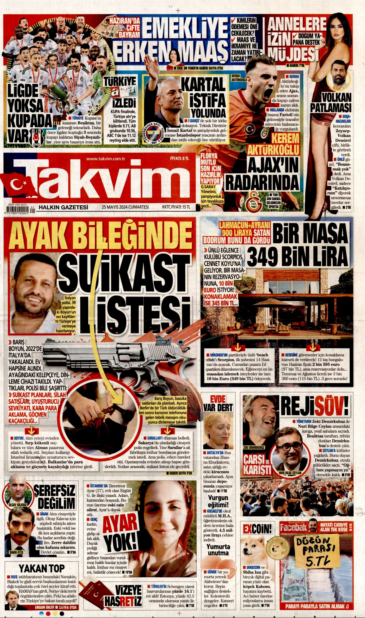 TAKVİM gazetesinin 25 Mayıs 2024 tarihli birinci sayfası