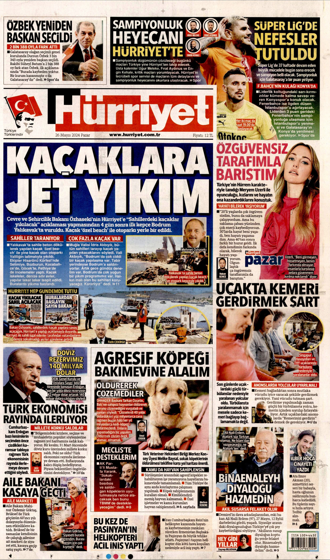 HÜRRİYET gazetesinin 26 Mayıs 2024 tarihli birinci sayfası