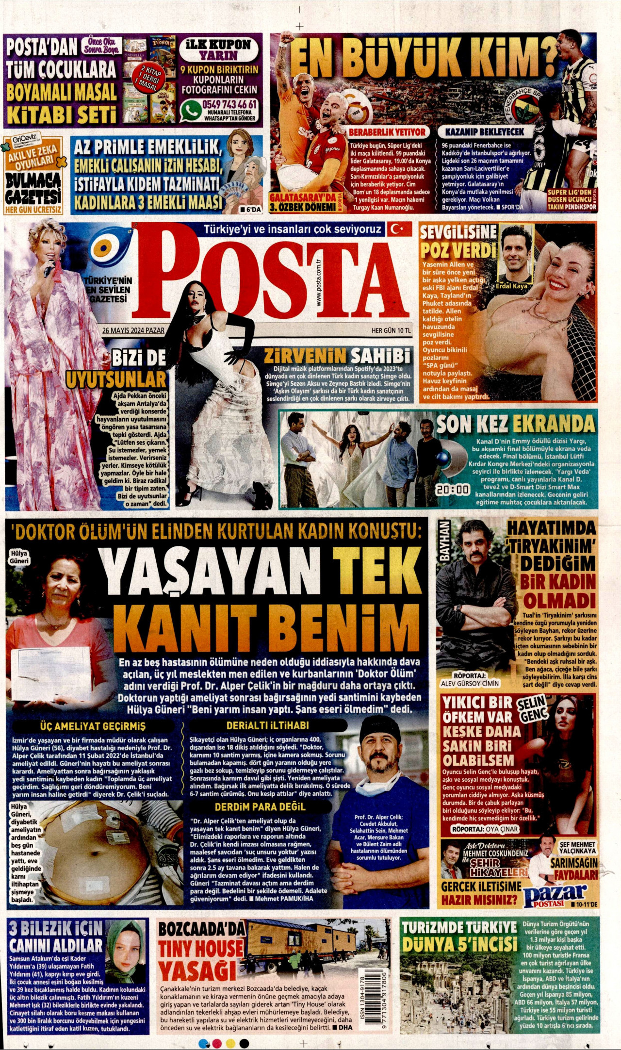 POSTA gazetesinin 26 Mayıs 2024 tarihli birinci sayfası