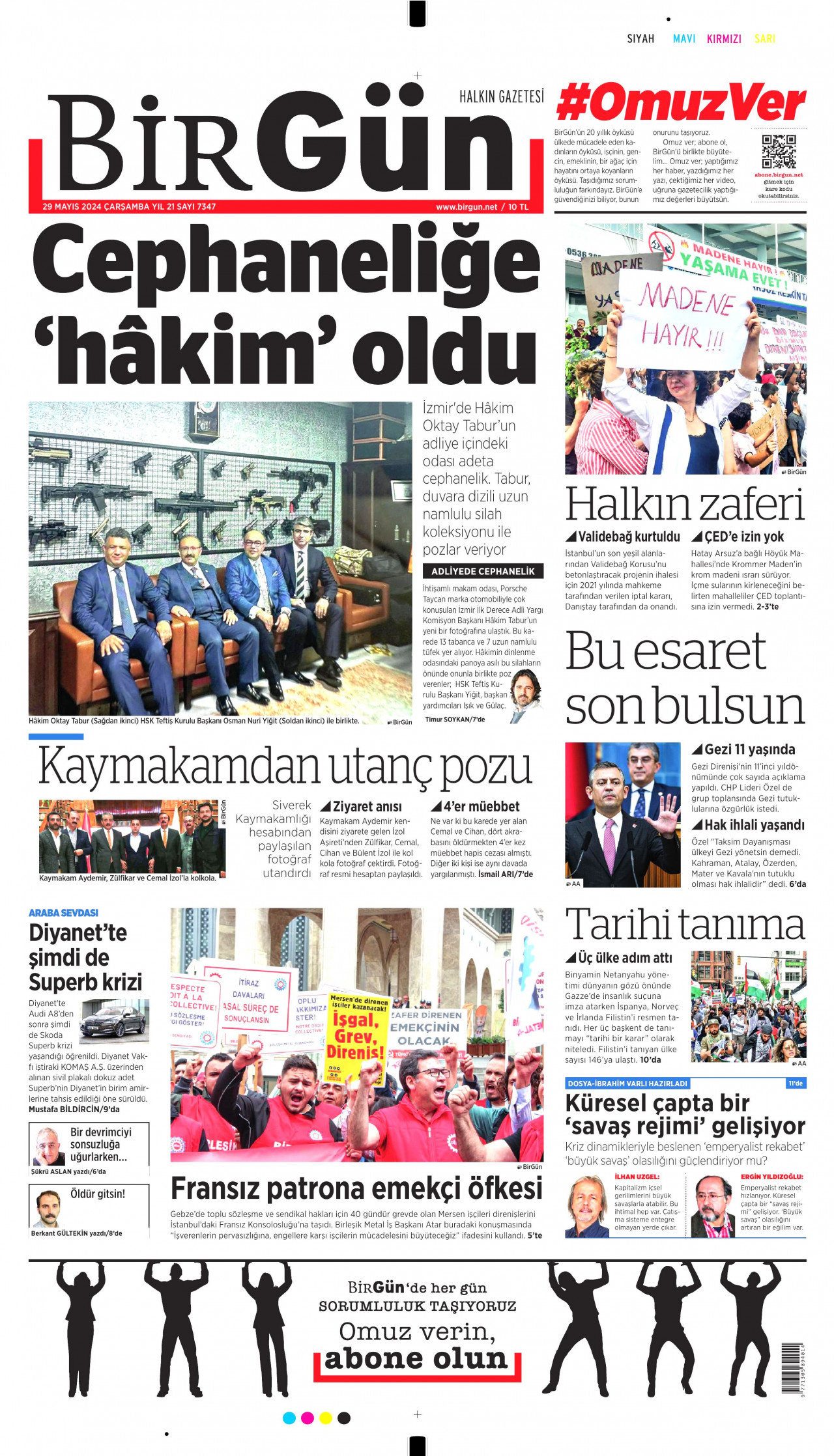 BİRGÜN gazetesinin 29 Mayıs 2024 tarihli birinci sayfası