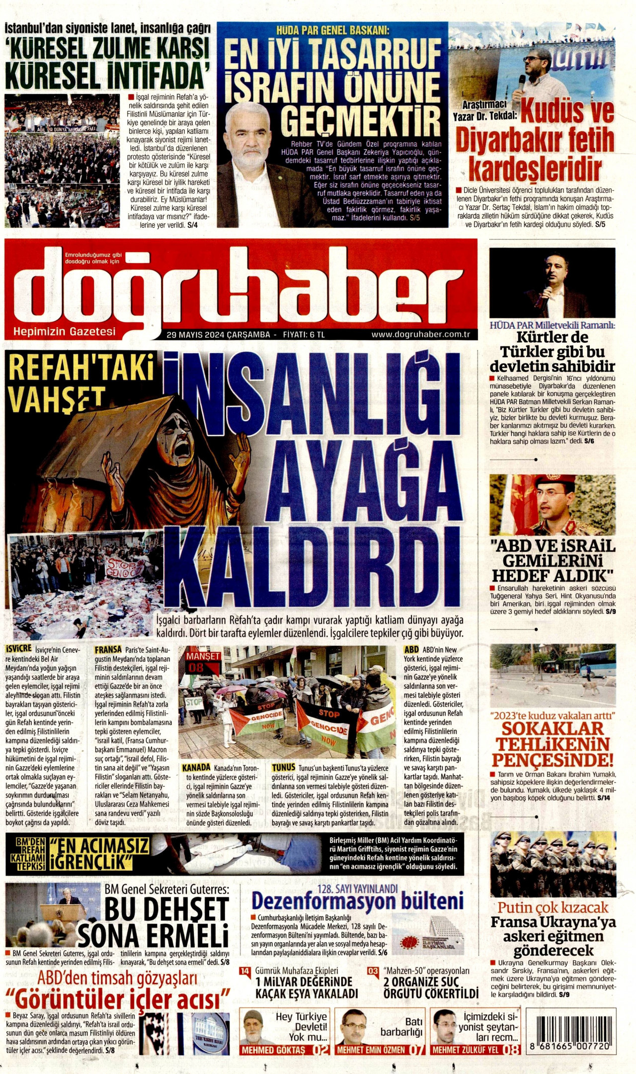DOĞRU HABER gazetesinin 29 Mayıs 2024 tarihli birinci sayfası