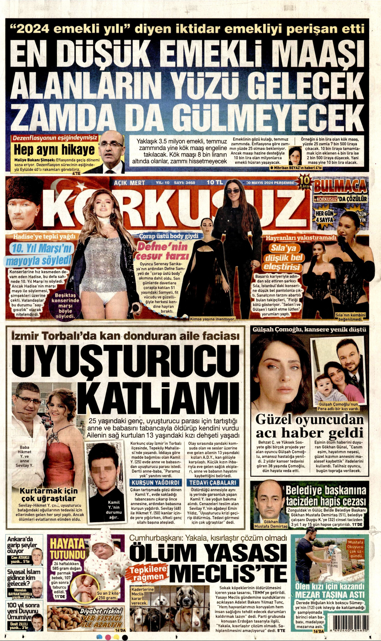 KORKUSUZ gazetesinin 30 Mayıs 2024 tarihli birinci sayfası