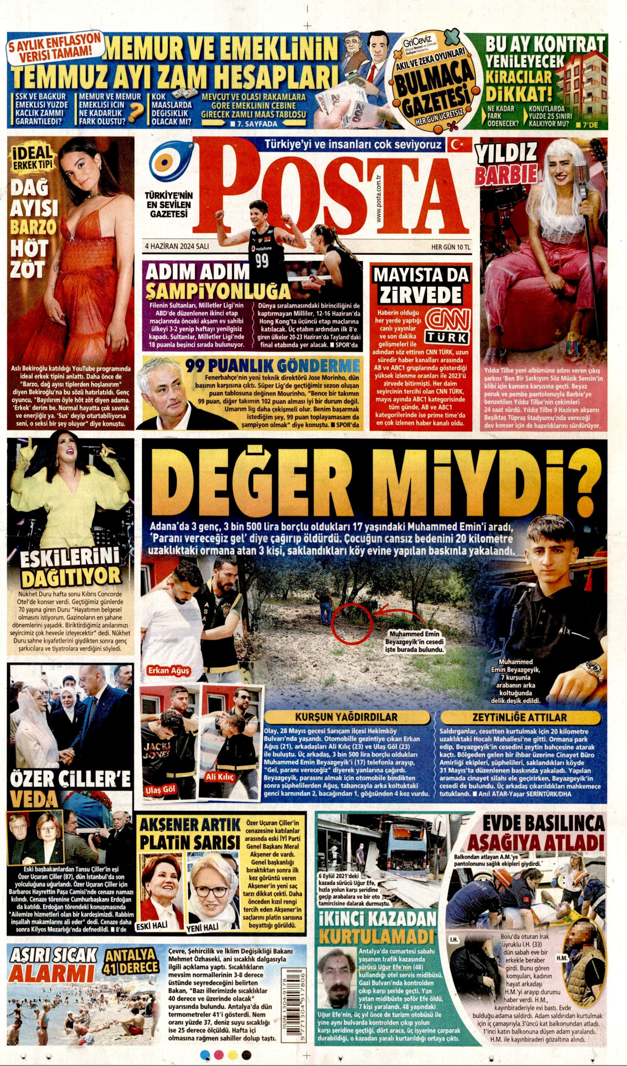 POSTA gazetesinin 4 Haziran 2024 tarihli birinci sayfası