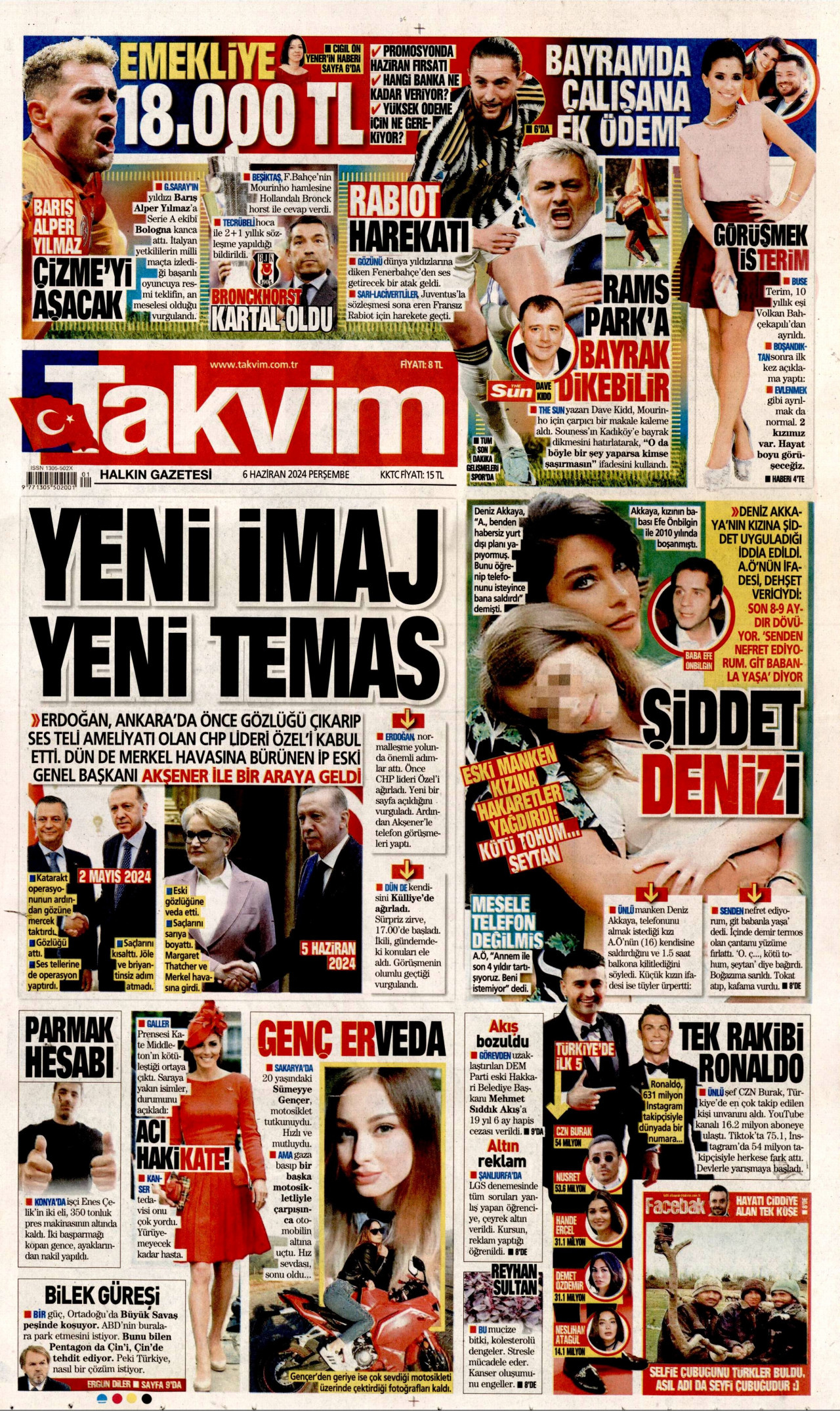 TAKVİM gazetesinin 6 Haziran 2024 tarihli birinci sayfası