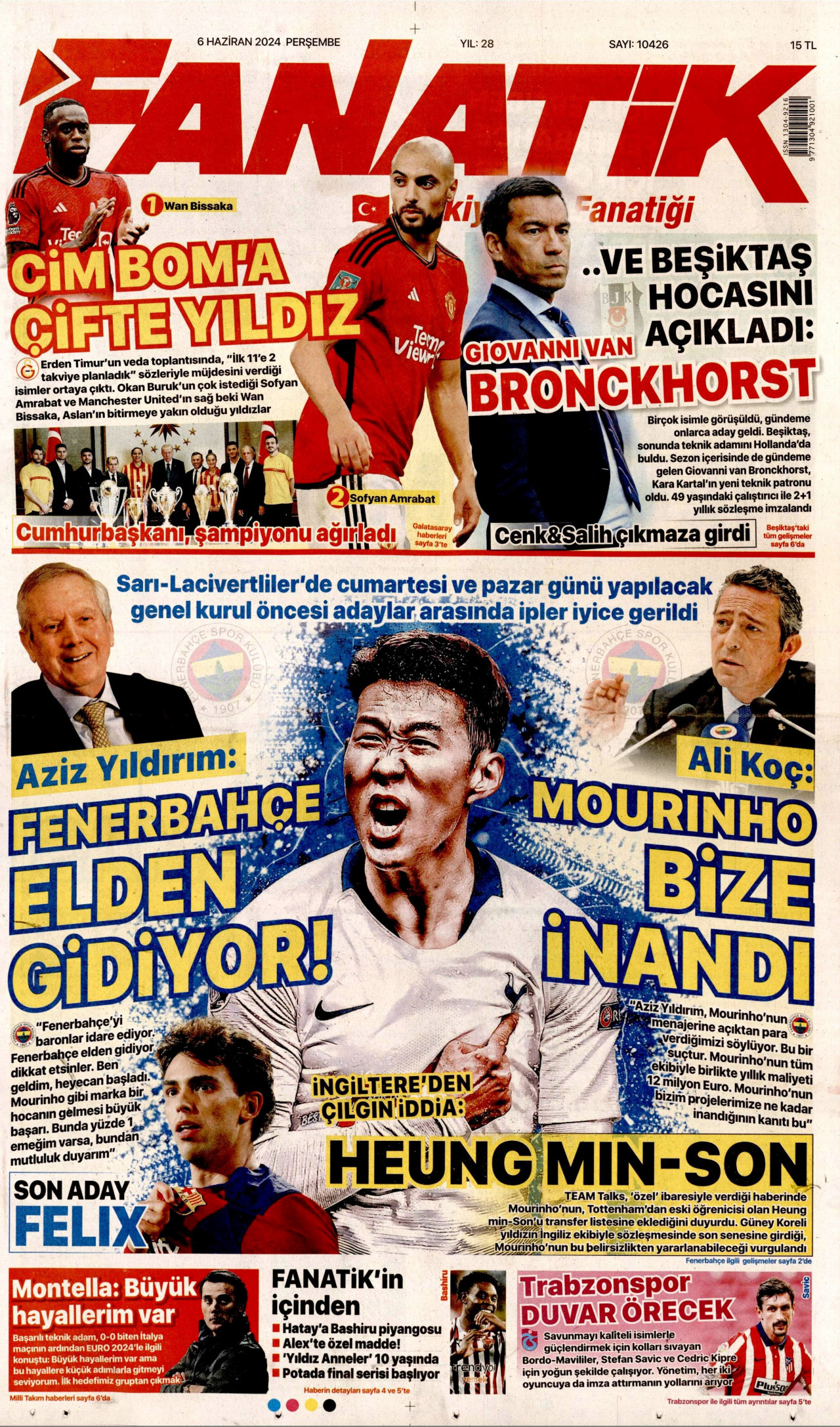 FANATİK gazetesinin 6 Haziran 2024 tarihli birinci sayfası