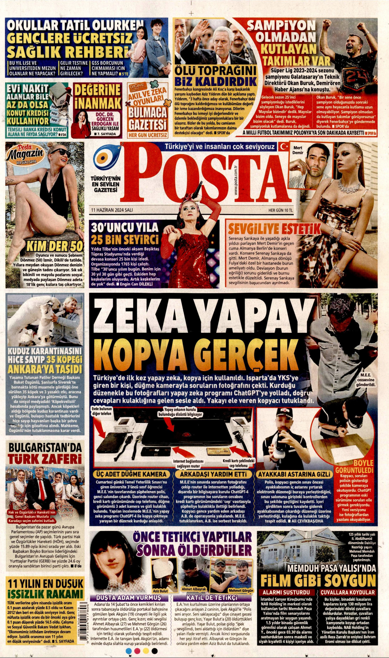 POSTA gazetesinin 11 Haziran 2024 tarihli birinci sayfası