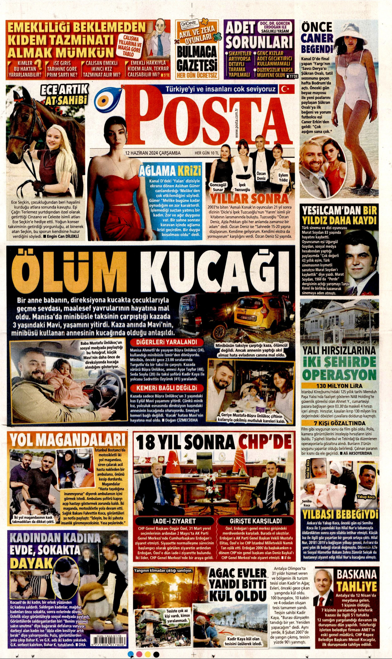 POSTA gazetesinin 12 Haziran 2024 tarihli birinci sayfası