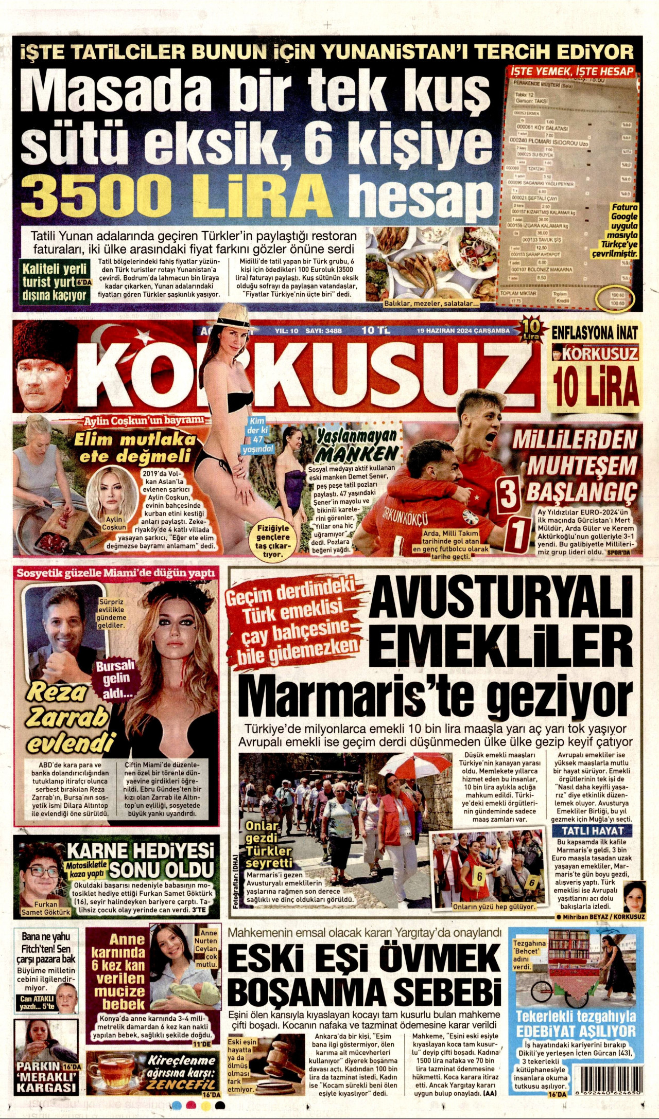 KORKUSUZ gazetesinin 19 Haziran 2024 tarihli birinci sayfası