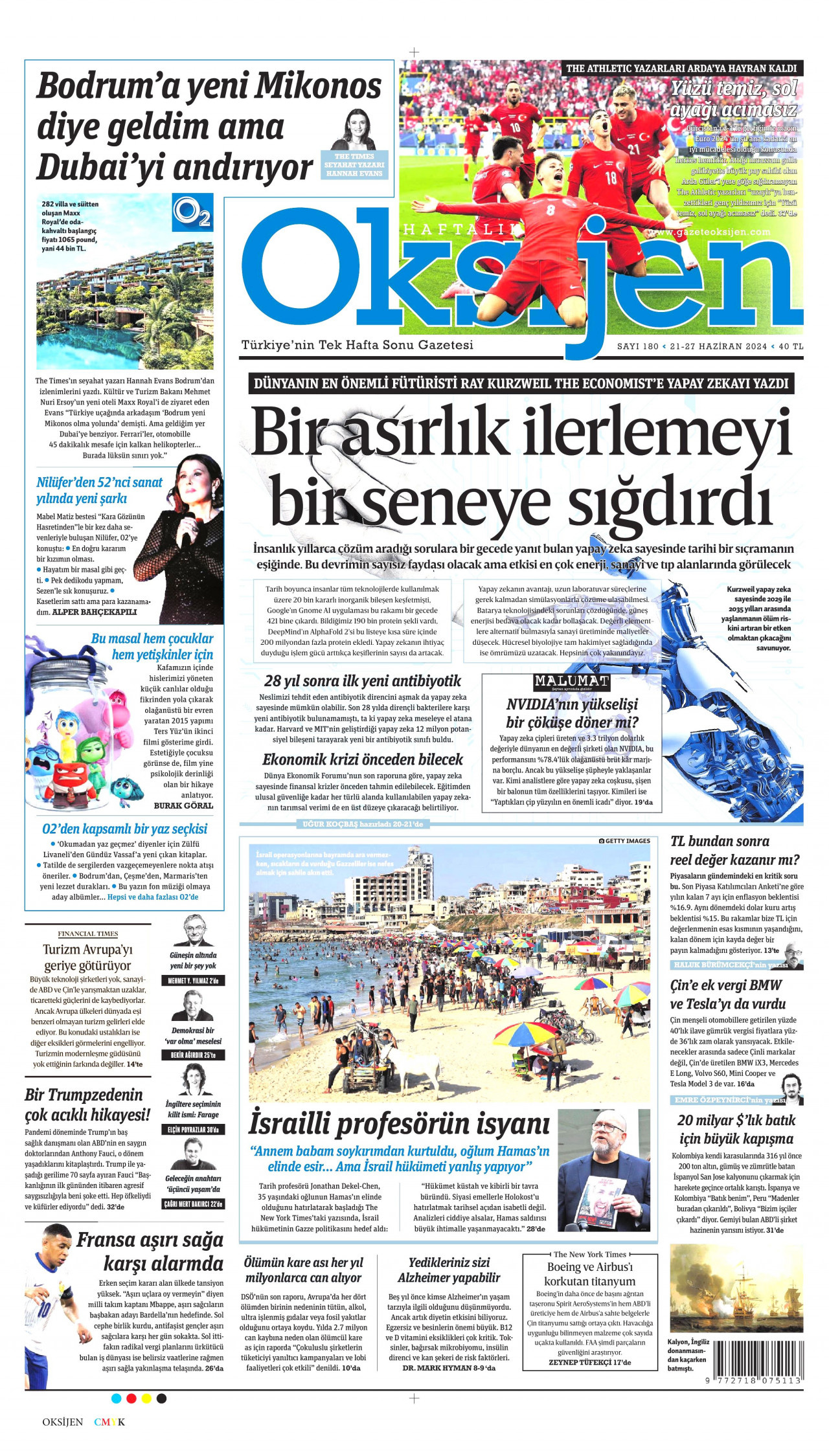 OKSİJEN gazetesinin 21 Haziran 2024 tarihli birinci sayfası