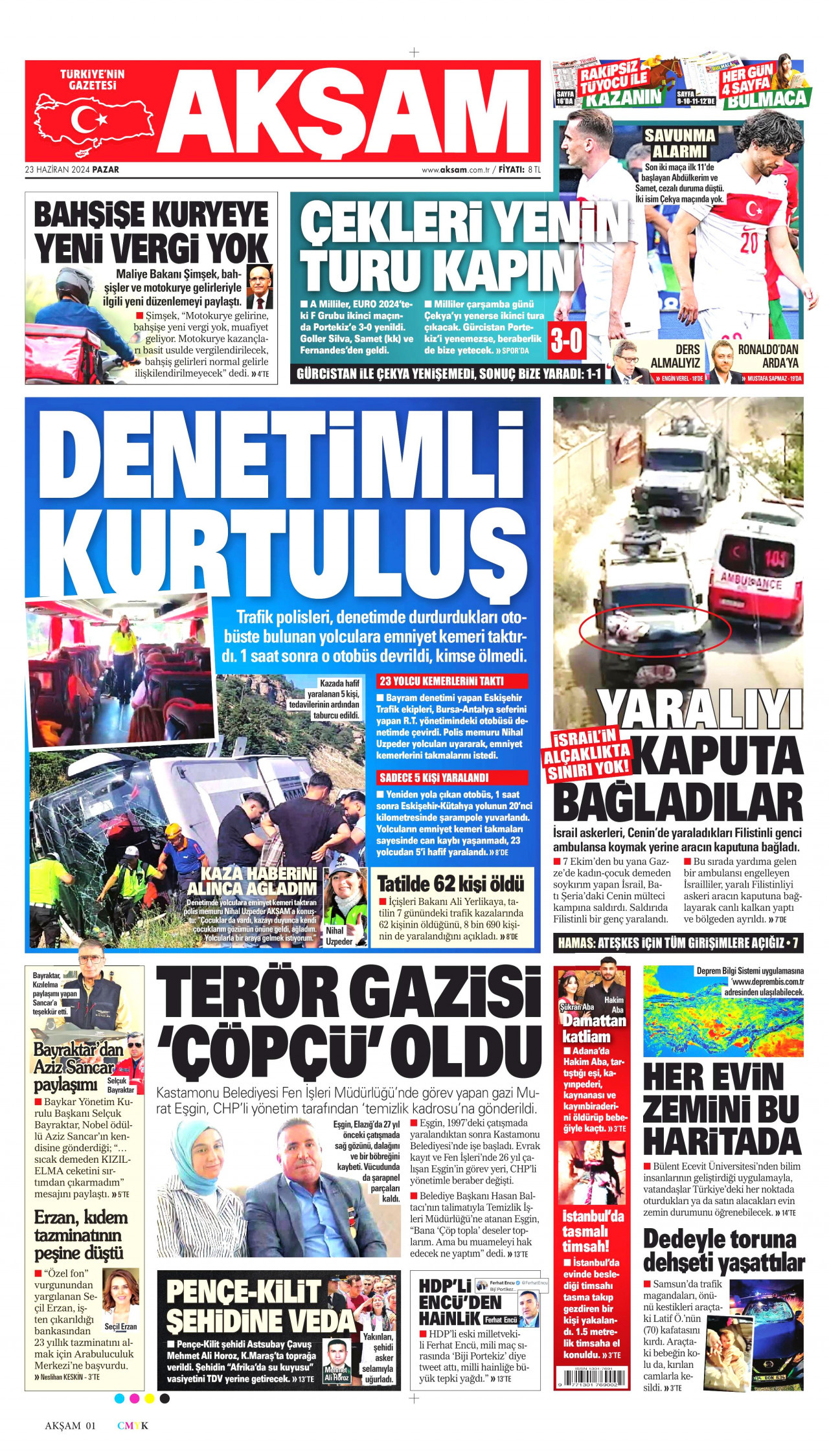 AKŞAM gazetesinin 23 Haziran 2024 tarihli birinci sayfası