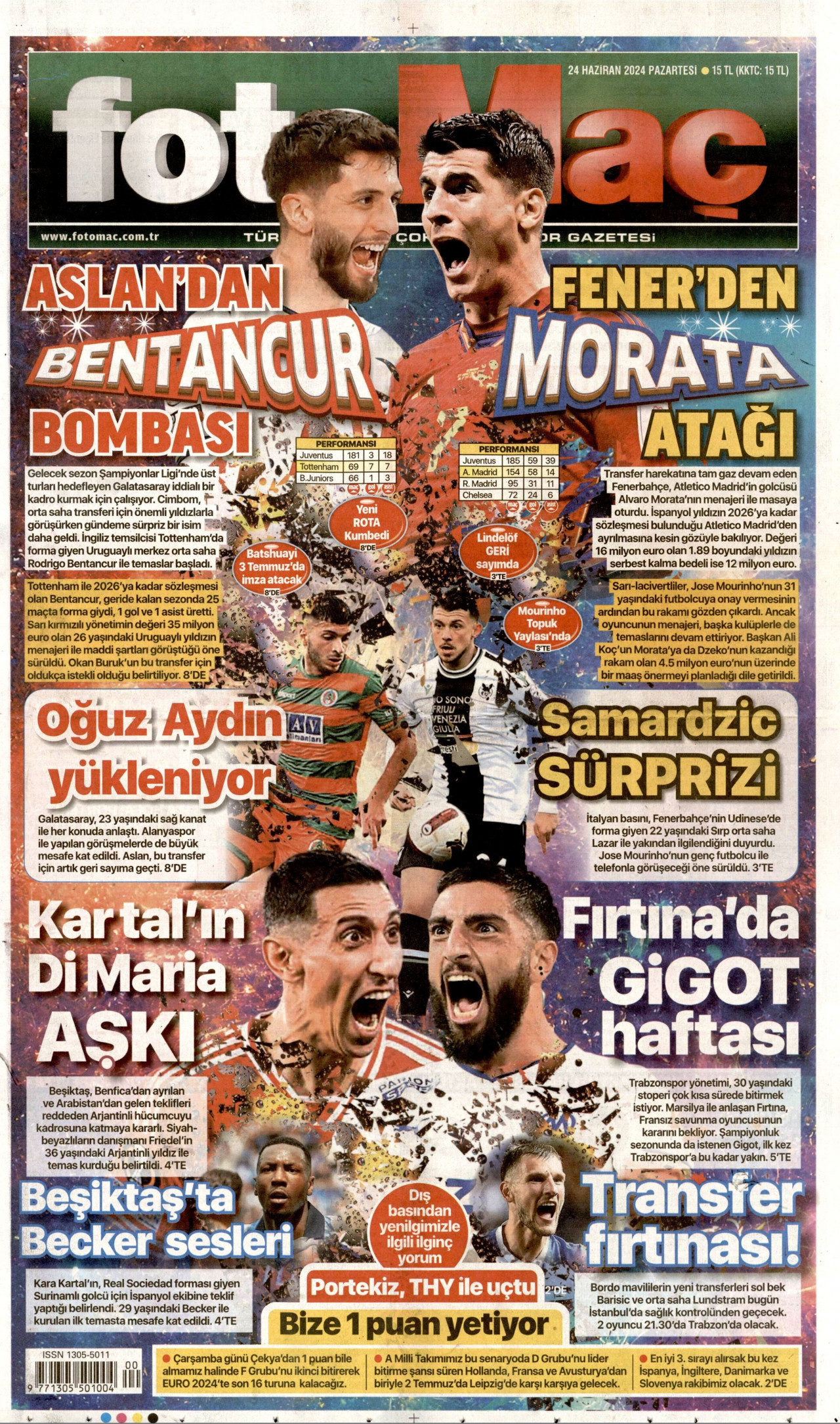 FOTOMAÇ gazetesinin 24 Haziran 2024 tarihli birinci sayfası