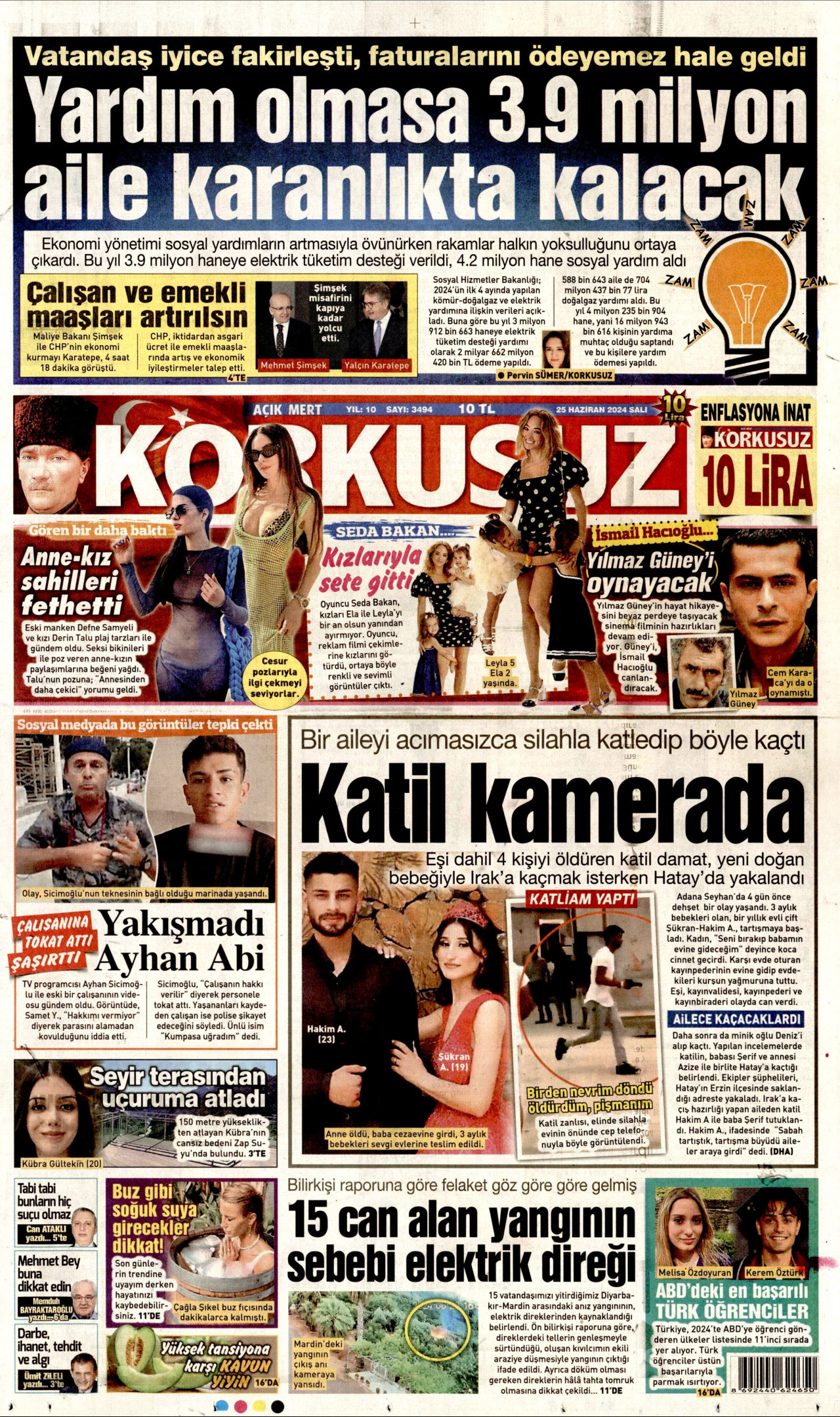 KORKUSUZ gazetesinin 25 Haziran 2024 tarihli birinci sayfası