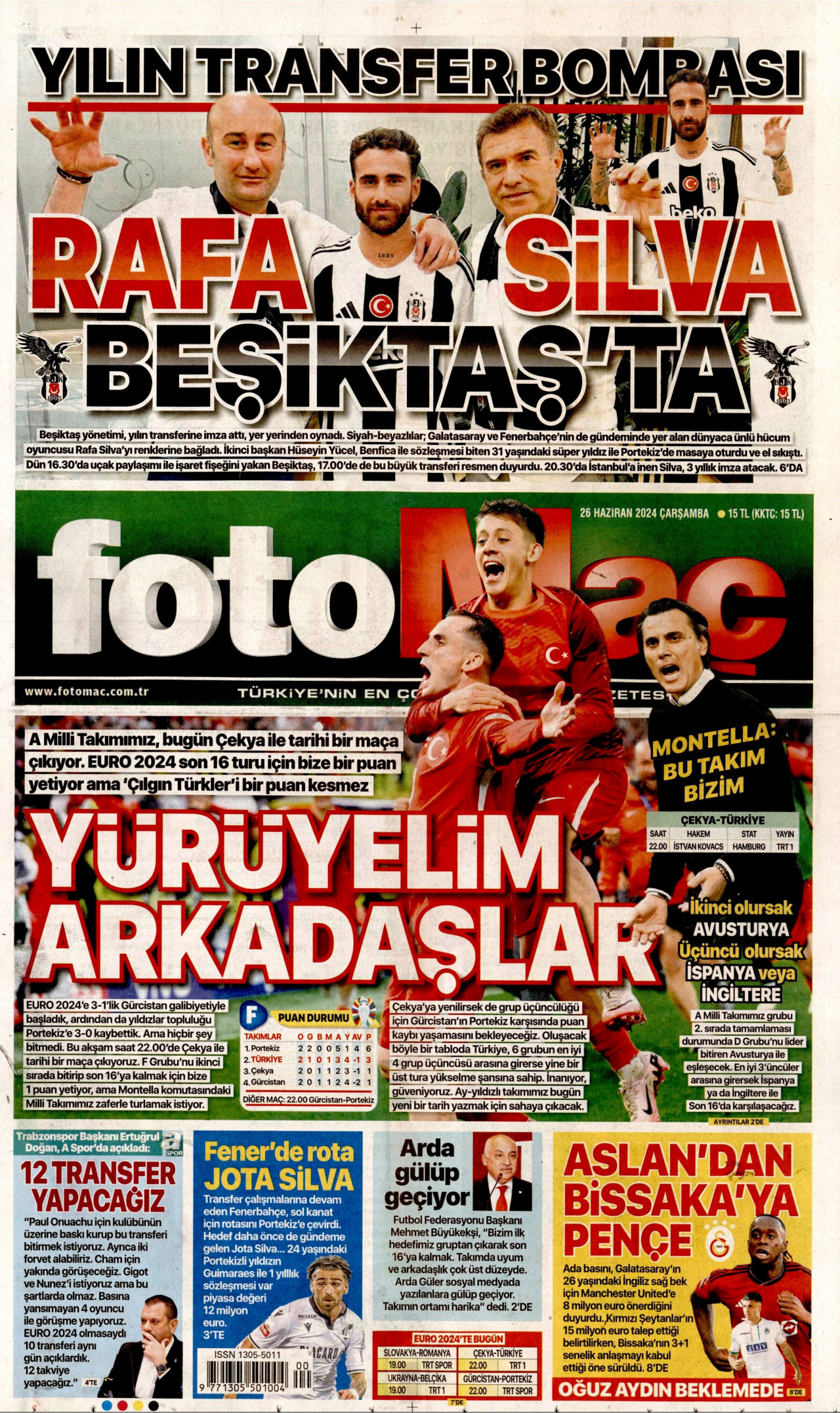FOTOMAÇ gazetesinin 26 Haziran 2024 tarihli birinci sayfası