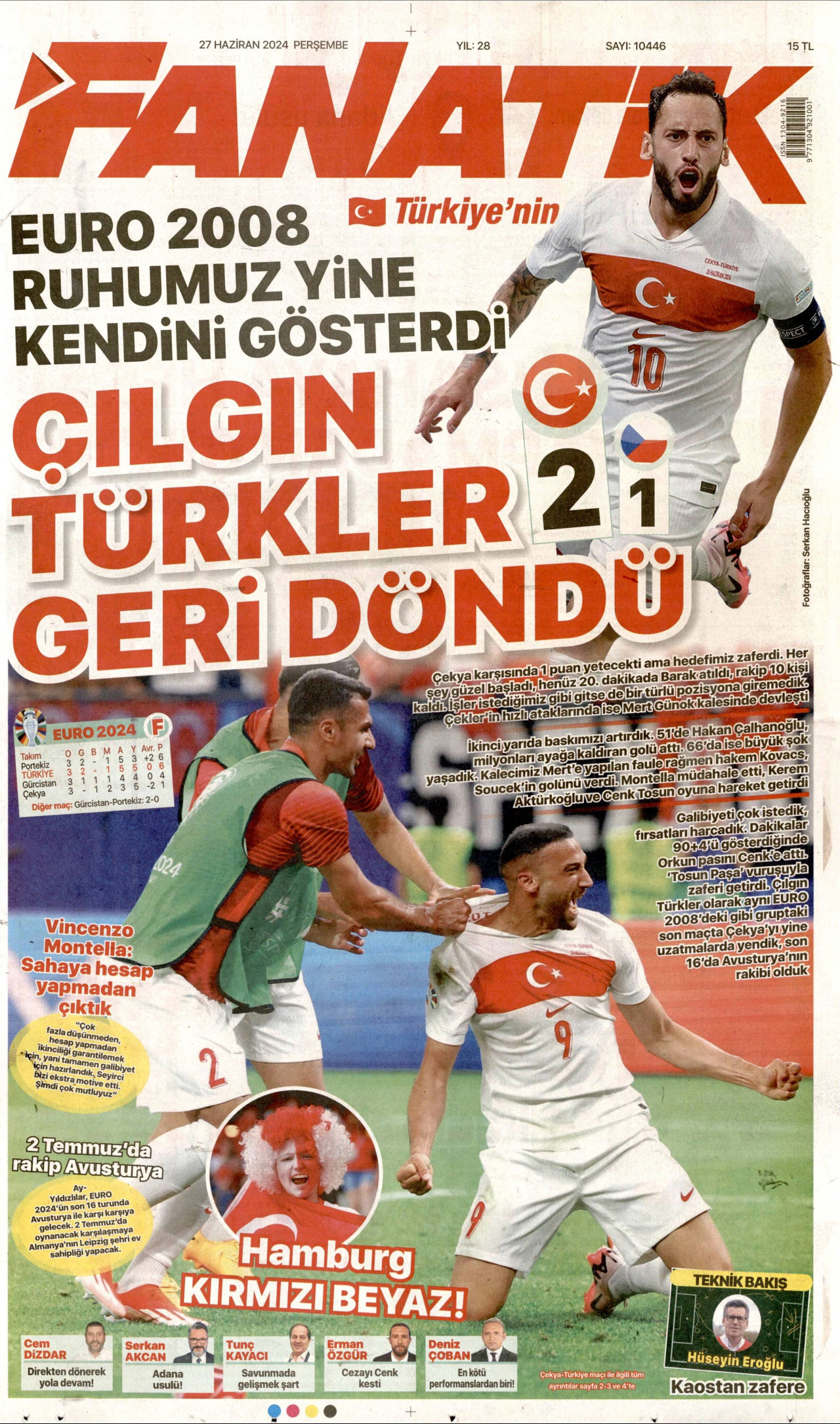 FANATİK gazetesinin 27 Haziran 2024 tarihli birinci sayfası