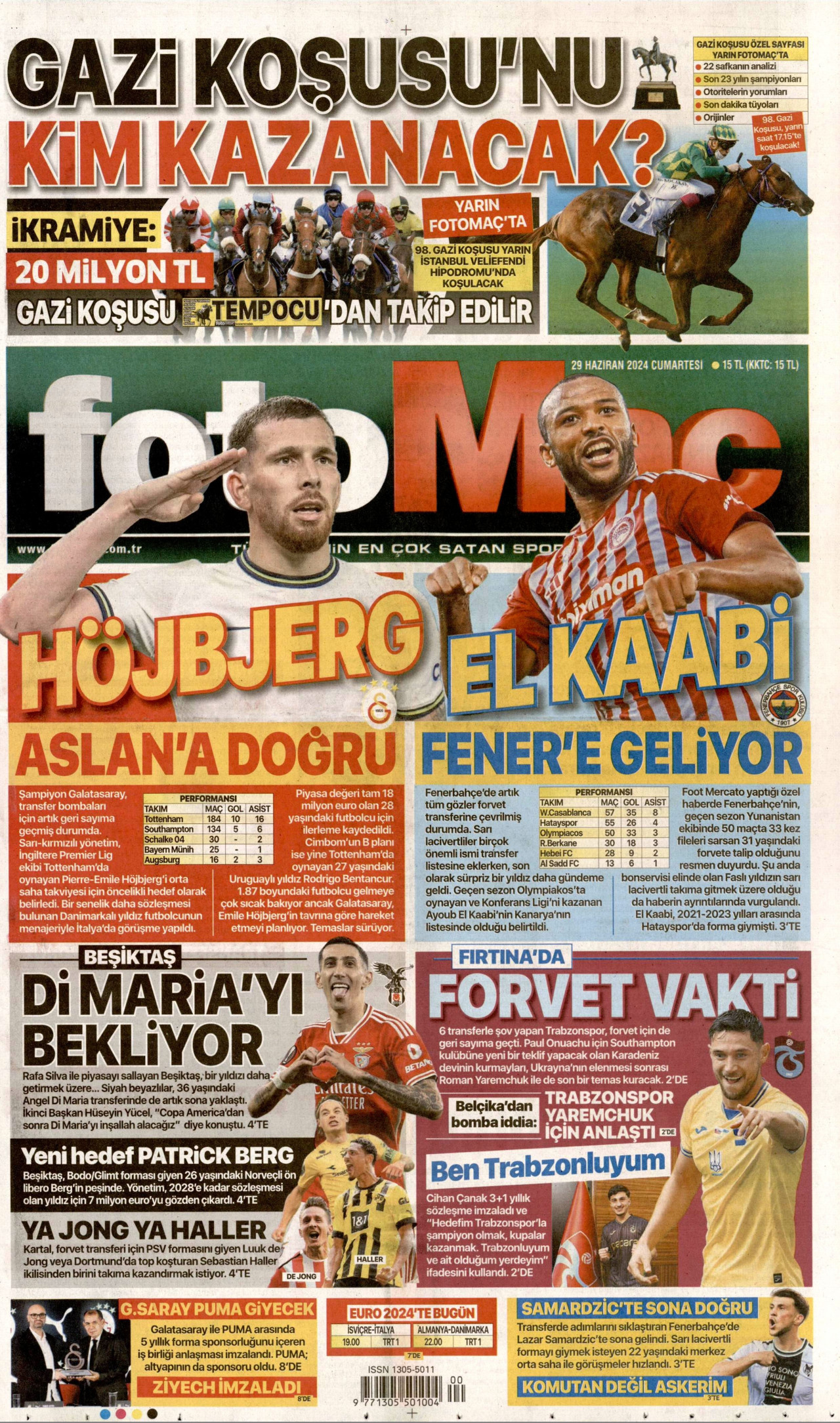 FOTOMAÇ gazetesinin 29 Haziran 2024 tarihli birinci sayfası