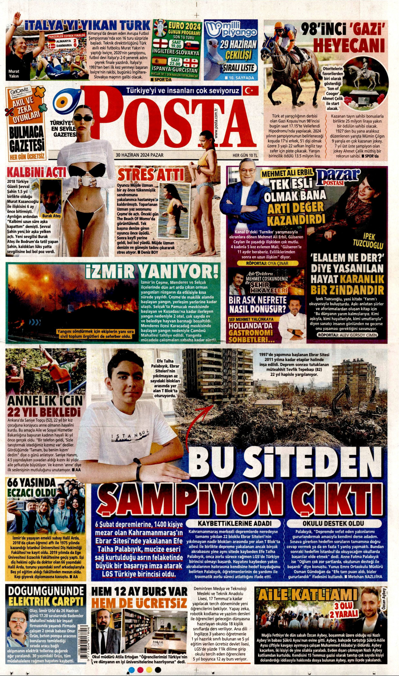 POSTA gazetesinin 30 Haziran 2024 tarihli birinci sayfası