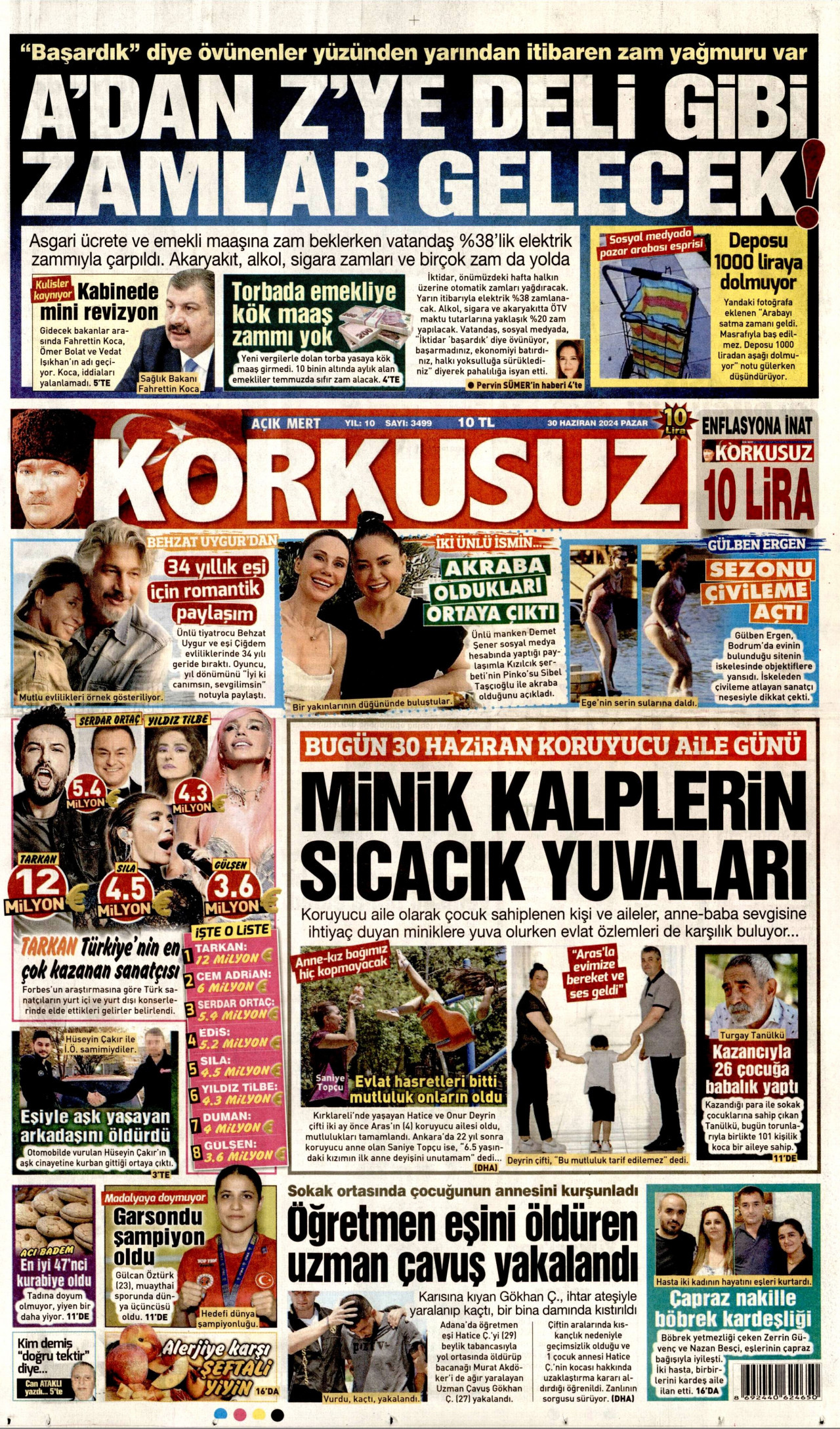KORKUSUZ gazetesinin 30 Haziran 2024 tarihli birinci sayfası