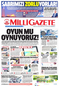 MİLLİ GAZETE 10 Ağustos 2024 gazete manşeti